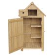 Armoire de jardin en bois de sapin avec toit tar - 770x540x1420mm - Marron-1