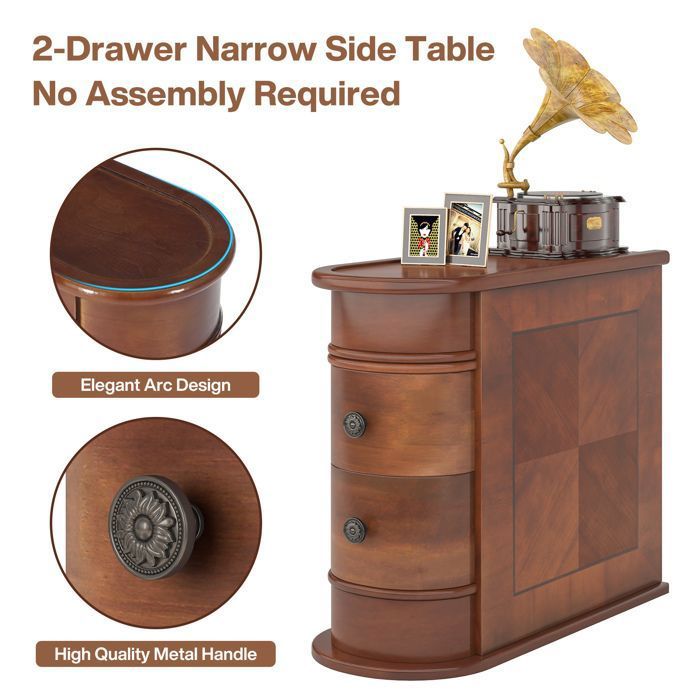 Tribesigns Table D'Appoint 4 Étagères 60 Cm – Table Chevet Étroite Style Rustique Métal & Bois, Salon Chambre Entrée Rangement