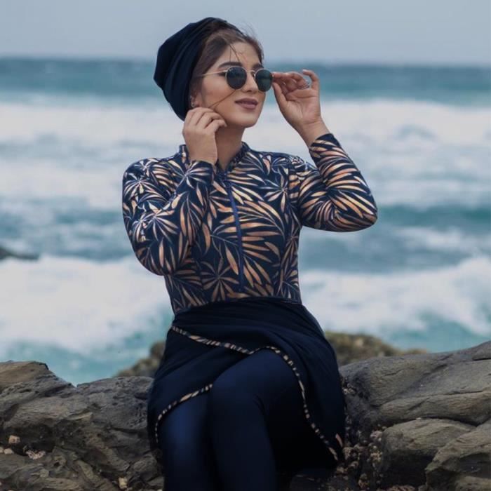 Noir XXL borkini femme musulmane birkini femme musulmane maillot de bain femme voilee Maillot de bain 3 p Cdiscount Maison