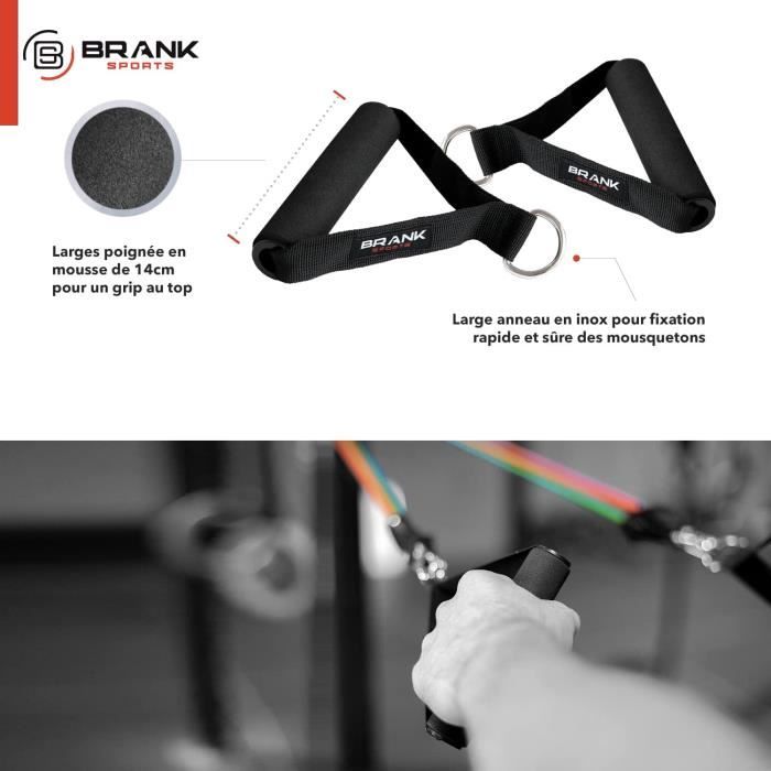 Kit De 3 Bandes De Résistance TPE Avec Poignées – 4,5 Mm, Jusqu'à 68 Kg, 15 Niveaux De Tension, Pour Fitness, Yoga, Rééducation