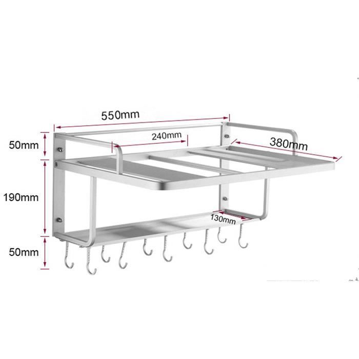 Support Mural Micro-ondes Acier Inoxydable - Longueur Réglable 22-40cm - Charge 50kg