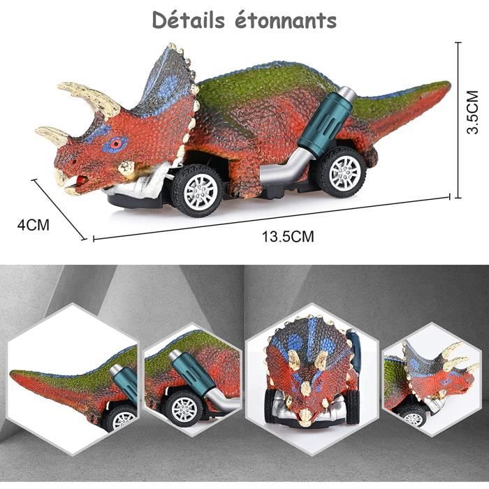 Ceeyoll – Set De 4 Voitures Dinosaures à Friction, Jouets Pour Enfants 3-8 Ans, 14x5 Cm, Sans Pile