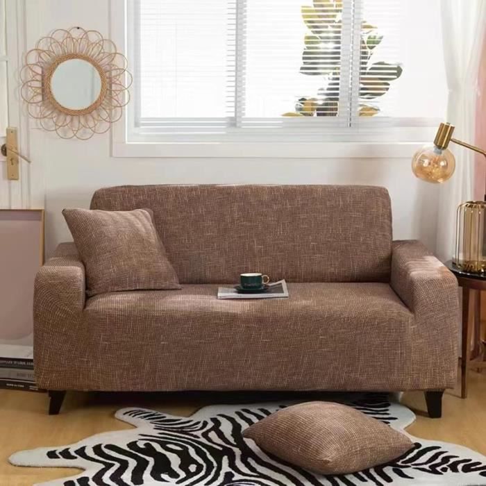 1 housse de canapé extensible en tissu élastique, housse de canapé causeuse, canapé universelle, housse de protection de meubles – Rose rouge, 3 places (190-230 cm