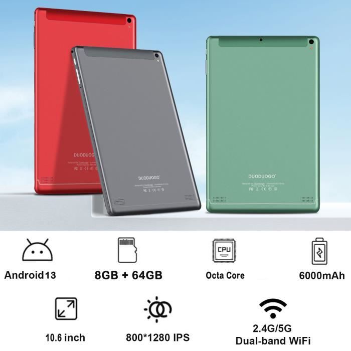 SIMPLORI Android 13 Tablette Tactile 10 Pouces, WiFi Tablette, Octa-Core,  12 Go RAM + 128 Go ROM, (1To Extensible) 8MP + 13MP Caméras, 6000 mAh