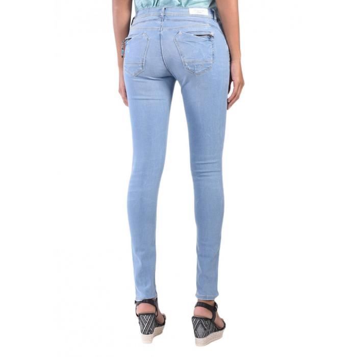 Jean Femme KAPORAL Kiss Ice Destroy Bleu Slim Taille basse Tissu stretch Bleu Cdiscount Pret a Porter