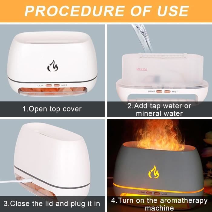 GuKKK Diffuseur d'Huiles Essentielles avec Effet Flamme, 200ml