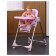 Chaise Haute Repas,Chaise Évolutive Pliable Réglable Multifonction avec 4 roues,Chaise pour Bébé/Enfant,Rose-2