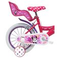 Vélo enfant Fille 14'' Minnie / Disney ( taille enfant 90 cm à 105 cm ) Blanc & Rose, équipé de 2 freins, porte poupée, panier-2