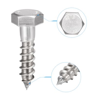 sourcing map Hexagonal Tire-fond M8 x 100mm Carbone Acier