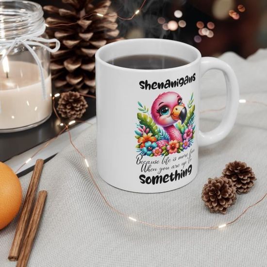 Mug Flamant Rose Aquarelle Arc-en-Ciel - Cadeau Anniversaire Bureau Noël - Céramique 325ml Micro-ondes Lave-vaisselle