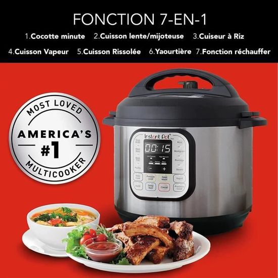 Instant Pot Autocuiseur Électrique Duo Plus 5,7L - 15 Programmes Intelligents Cuisson Rapide Multifonction