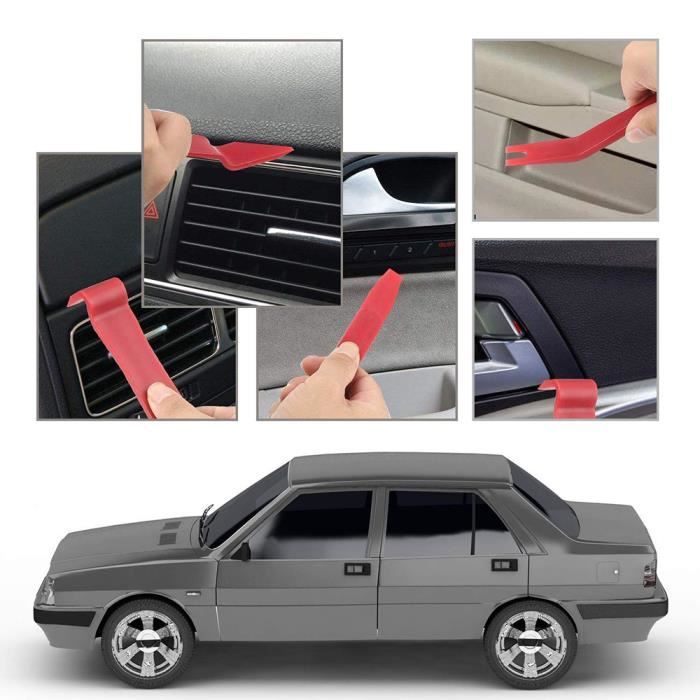 Kit Démonte Voiture Queta - 38 Pièces - Outils Démonte Portière, Tableau De Bord, Clips - Rouge