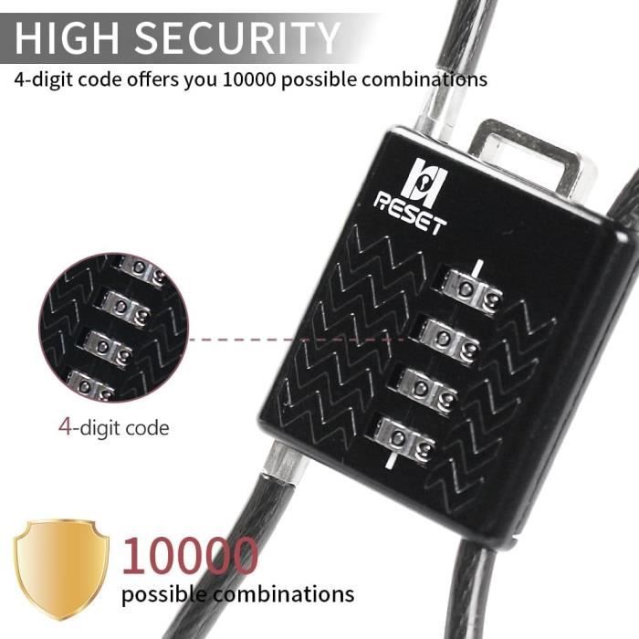 Verrou Combiné à Clé CODi 4 Chiffres - Modèle A02029 Noir, 2 Clés Fournies, Flambant Neuf