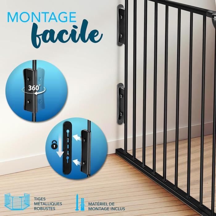 Barrière De Sécurité Enfant 96-103cm, Blanc, Métal Auto Close Sans Percage 87063369