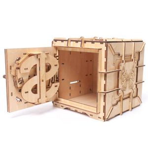 JOUET À BASCULE Mécanique 3D Puzzle en bois Coffre-fort Tirelires 