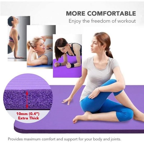 10 mm épais tapis de yoga exercice Pilates large antidérapant Être juste.. 
