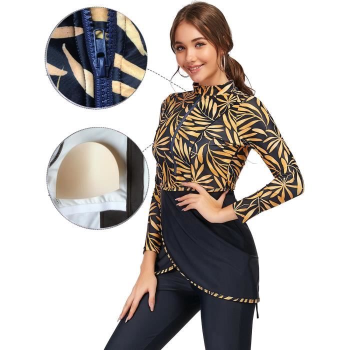 Noir XXL borkini femme musulmane birkini femme musulmane maillot de bain femme voilee Maillot de bain 3 p Cdiscount Maison