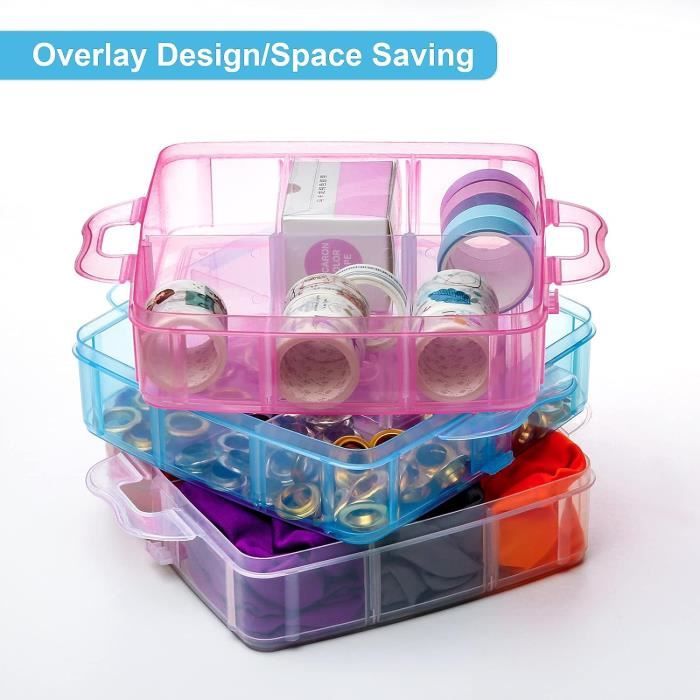 Bo?�te De Rangement ?? 3 Niveaux Avec Compartiments, Bo?�te De Tri Avec Poign?�e De Transport, Bo?�te 