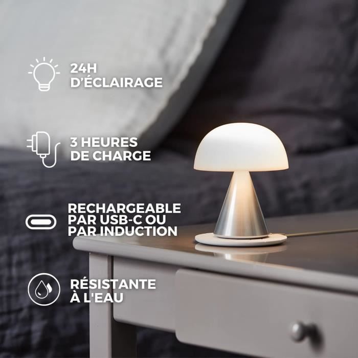 Lexon MINA M Lampe Champignon LED Rechargeable - 9 Couleurs, Variateur, 24h Autonomie - Bleu Sombre