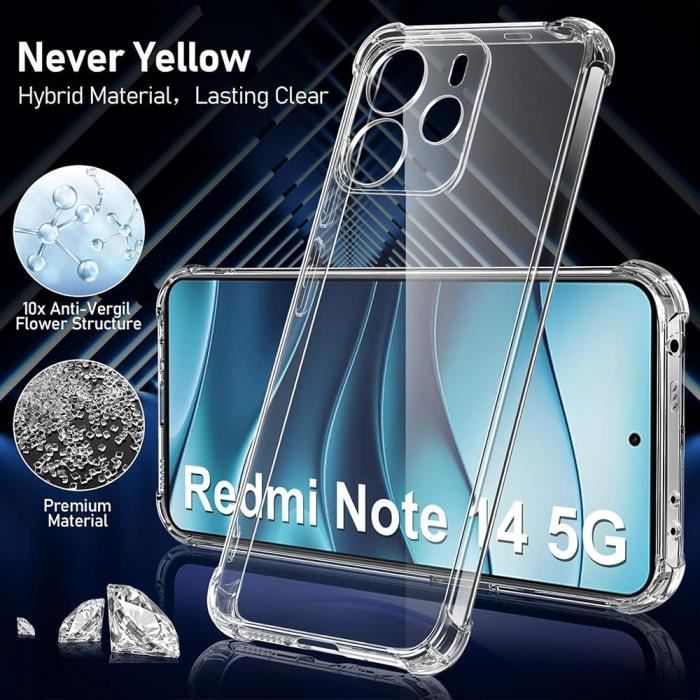 Coque Xiaomi Redmi Note 14 4G Compatible MagSafe - 2 Verres Trempés Inclus, Protection Antichoc