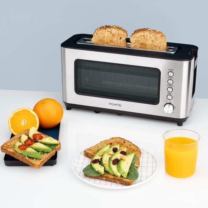 Grille-pain Automatique Longue Fente 7 Niveaux - Acier Inoxydable 650W Avec Réchauffe-viennoiseries
