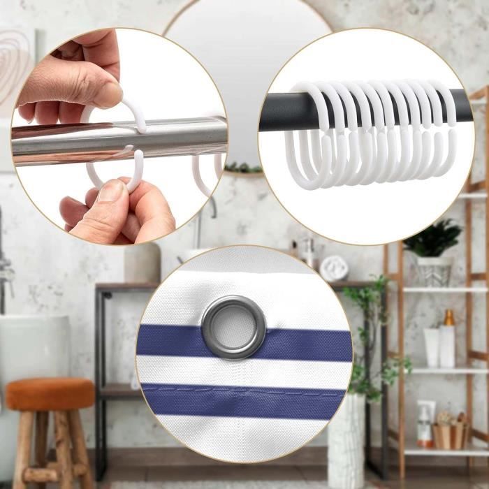 Rideau De Douche à Carreaux Noirs Et Blancs Pour Baignoire, Imperméable