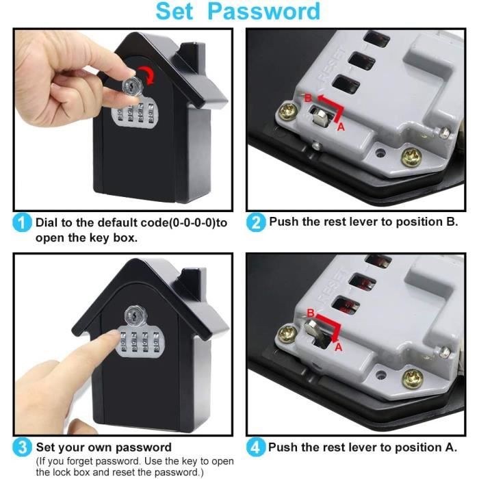 Boîte à Clé Sécurisée Grand Coffre A Clef Exterieur Avec 4 Code & Clés