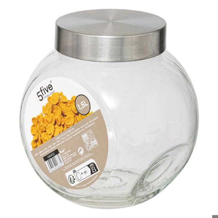 Bocal en verre avec couvercle en bambou 1L - transparent