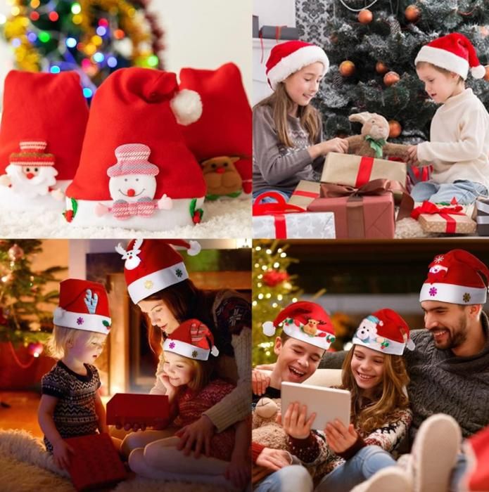 Bonnet De Noel Femme LAEMILIA Chapeau De Noël Bonnet Père Noël Lot De 6 Déguisement Cosplay Déguisement De Pere Noel