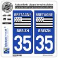 2 Autocollants plaque immatriculation Auto 35 Bretagne - LogoType-0