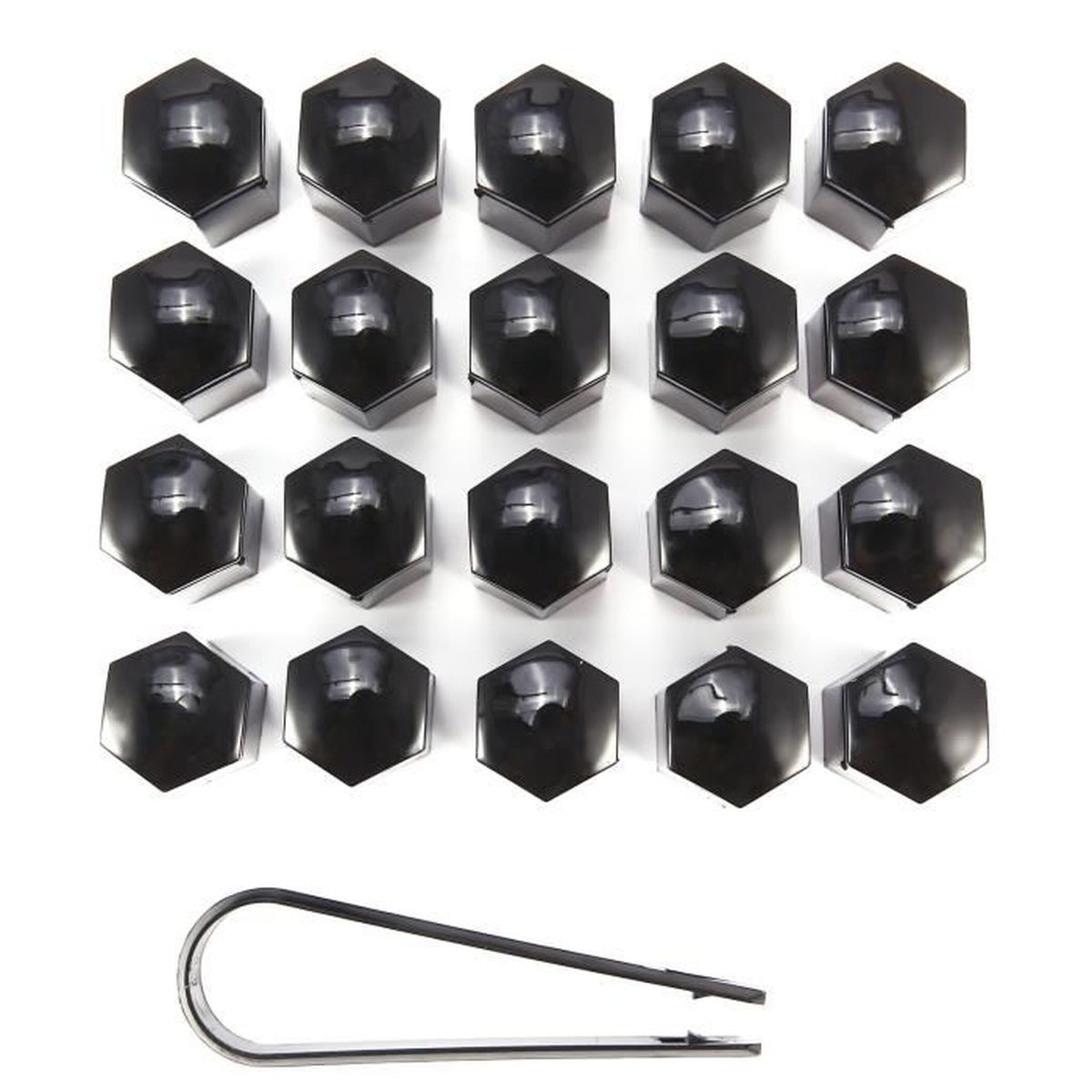 20 Cache-Boulons De Roue 17mm + Outil - Protection Hexagonale | Anti-Poussière Et Esthétique Voiture