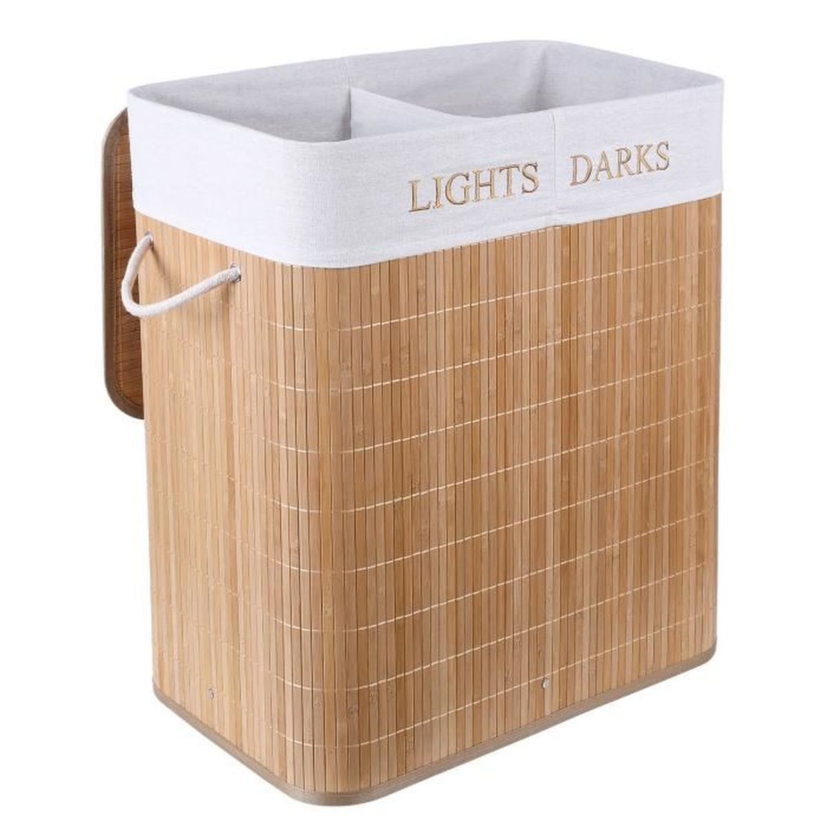 Homfa Panier A Linge Pliable 100l En Bambou Naturel Corbeille A