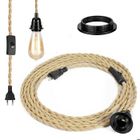 YZMRBDQC Lustre en corde, douille rétro E27 avec fil électrique de 4,5 mètres et interrupteur, pour lampe suspendue en corde (ampoule non