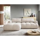 BEST MOBILIER Yulin - Canapé d'angle gauche 4 places convertible avec coffre en tissu bouclette - Beige