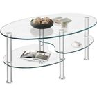 ALIGHTUP Table basse en verre - Ovale - 50*90*45cm - Double vitrage - Clair
