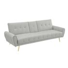 MOBILIER DECO MELANIE - Canapé clic clac en velours gris clair avec porte gobelet