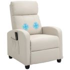 HOMCOM - Fauteuil inclinable de massage - Cuir PU - 68x88x98cm - Crème