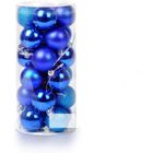 YESCUSTOM 24pcs Boules de Noël 8cm Décor de Sapin Boules en Plastique,Bleu
