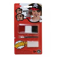 Kit maquillage pirate enfant - Palette rouge, blanc et noir - Pinceau et éponge inclus - Couleur principale noir