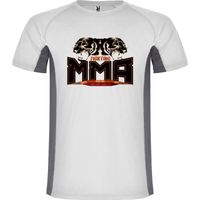 T-shirt enfant Tiger MMA Fighting gris et blanc - manches courtes - respirant - multisport