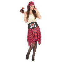 Déguisement pirate femme - Smiffys - Robe rayée rouge et noire avec tête de mort - Polyester