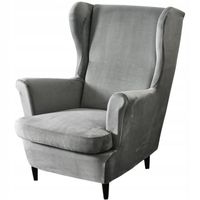 HOUSSE POUR FAUTEUIL USZAK ELASTIC COUVRE EN VELOURS COUVRE Couverture de chaise Parfait pour fauteuil IKEA STRANDMON - gris
