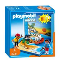 Playmobil Micro Playmo Pirates - PLAYMOBIL - 4331 - Mini décor d'île pirates - Accessoires aimantés