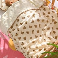 SALALIS couverture pour bébé douce Couverture pour bébé à dos pointillé, mignonne, respirante, literie piece Conception d'ours