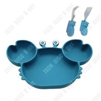 TD® Bébé assiette enfants vaisselle dessin animé crabe silicone ventouse bol bébé compartiment assiette fourchette cuillère