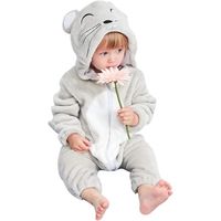 Grenouillères Pyjama Combinaison Bébé Filles 6-12 Mois - ZGEER - Polaire - Moufles et Pieds Détachables - Gris