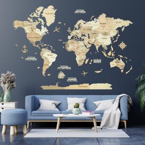 Carte muni de liège mural cadre bois naturel Carte du monde pour marquer  les voyages Plateau en liège Cadeaux originaux pour 83 - Cdiscount Maison