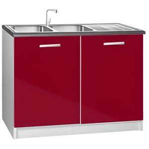 ELEMENTS BAS Meuble cuisine bas 120 cm sous évier TARA bordeaux