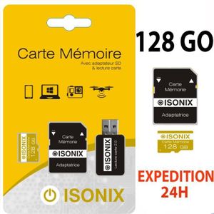 CARTE MÉMOIRE ISONIX Carte Mémoire Micro-SD 128 go SDHC/SDXC + A