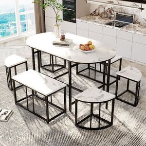 CHAISE Table de salle à manger avec six chaises, groupe d